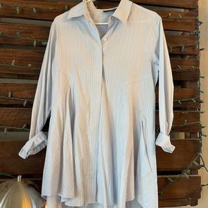 DonnaKaran Blue striped tunic with buttons